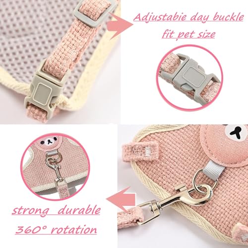 GUOYOU 2 Stück Kaninchen Leine, Verstellbares Weiches Kaninchen Geschirr mit Leine, Kaninchengeschirr für Zwergkaninchen, Kaninchenleine Ausbruchsicher für Kleine Häschen Katze Hunde Haustier Walking
