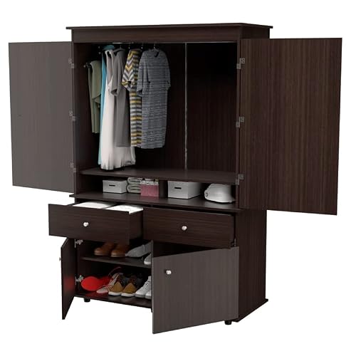 Inval 2-Drawer 4-Shelf Armoire Audio/Video Combo, Espresso #TOP5