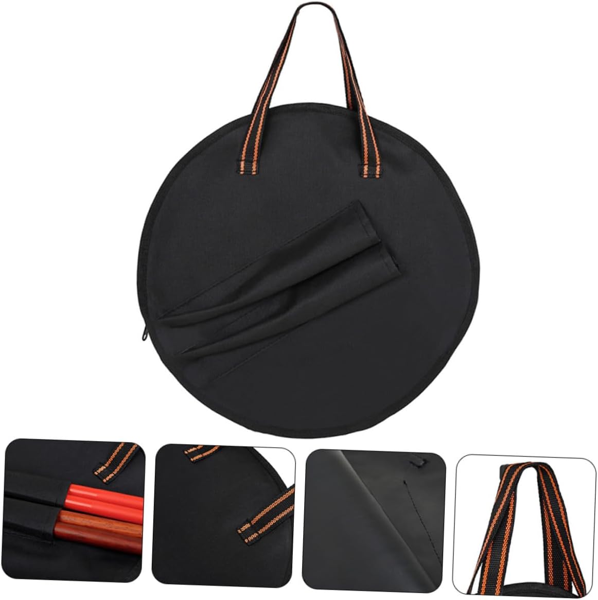 Abaodam Dumb Drum Storage Bag with Drumstick Pocket Lightweight Percussion Instrument Carrying Case 14.37X14.37X0.27In Protective Musician Bag for Travel and Practice