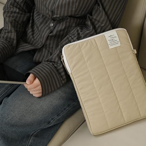 Image of Monolike Archive 247 Cushion Tablet Pouch 11inch, Beige - Padded Protective Sleeve for iPad Pro /Air, Soft Vintage Style Case