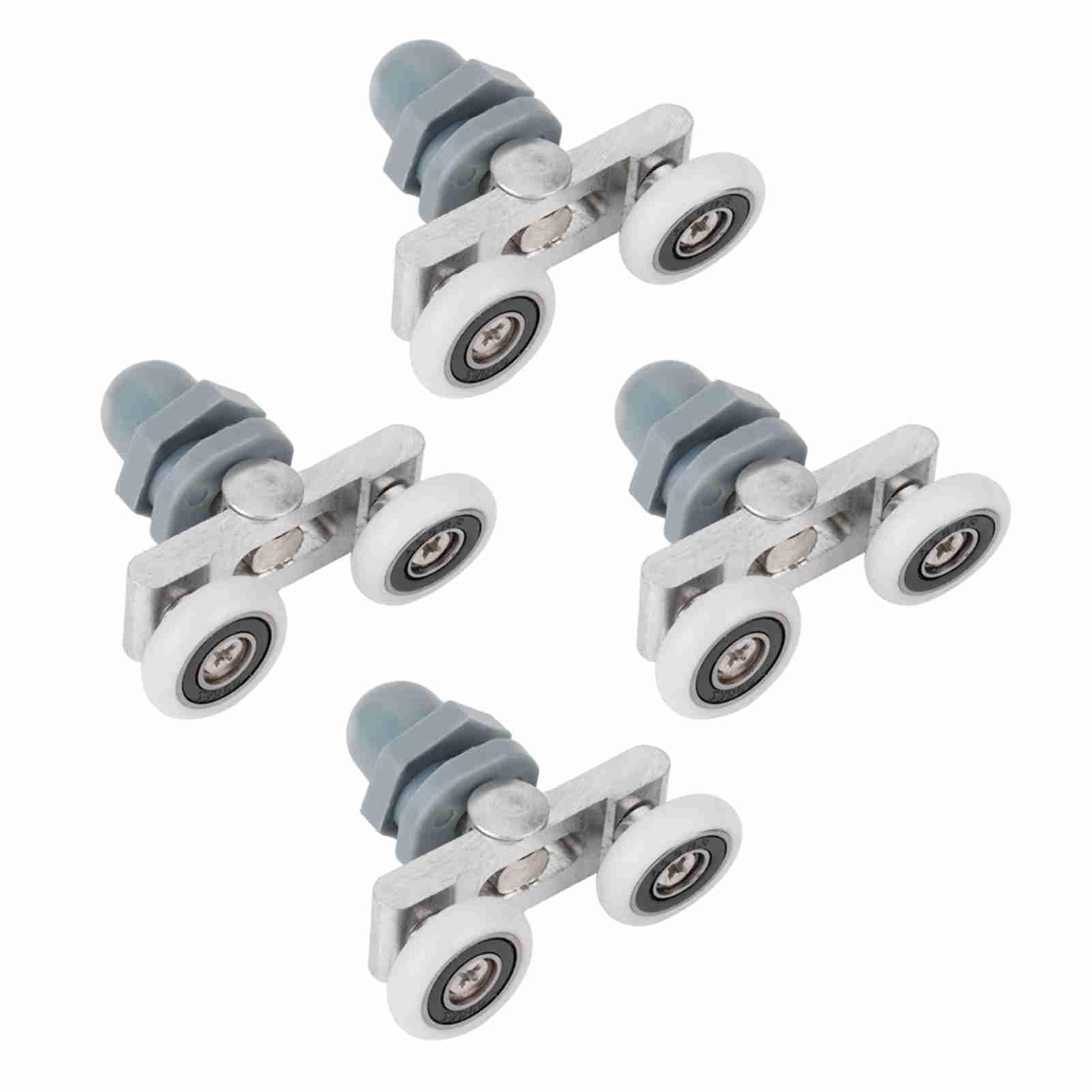 Rodamientos mampara ducha, 4 ruedas para puerta de ducha, duraderas, doble deslizante, para puerta de baño, rueda de cristal (25 mm)