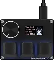 Sayo Device O3C Teclado para jogos personalizado, teclado de gatilho rápido, interruptores magnéticos com botão e tela, plug-and-play, copiar colar, preto