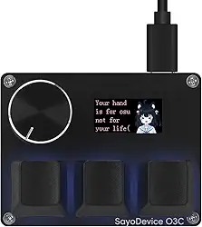 Sayo Device O3C Teclado para jogos personalizado, teclado de gatilho rápido, interruptores magnéticos com botão e tela, plug-and-play, copiar colar, preto