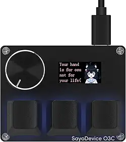 Sayo Device O3C Teclado para jogos personalizado, teclado de gatilho rápido, interruptores magnéticos com botão e tela, plug-and-play, copiar colar, preto