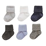 Carter's Boys' Folded Cuff Socks (6 Pack), White/Grey/Blue, 3-12 MONTHS