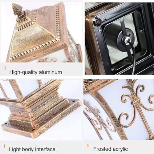 Image of SINOMAN Main Gate Light Victorian Antique Garden Pillar Lamp French Vintage Outdoor Waterproof Ideal for Enteryway,Landscape Column, Poles and Home Decoration (Without Bulb)