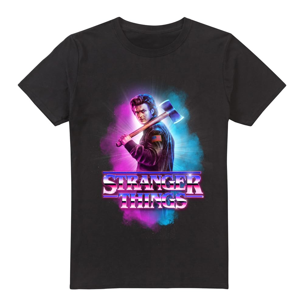 Stranger Things - Steve Harrington Metal Burst Unisex T Shirt, Black, Small