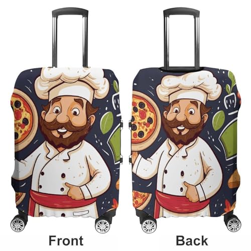 Suitcase Covers for Luggage Washable Luggage Cover Chef Pizza Luggages Wheel Covers Elastic Travel Carry On Suitcase Cover Travel Luggages Protector Sleeve Fit 29-32 Inch M3