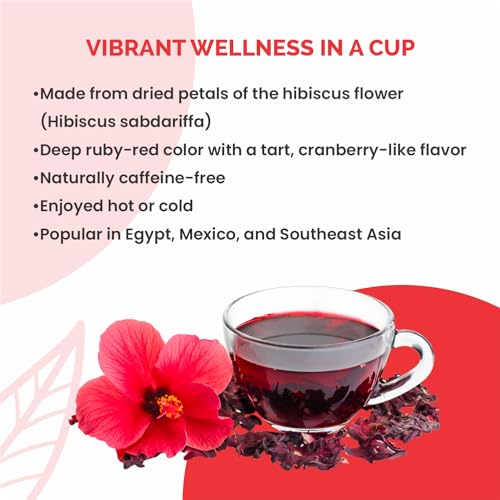 Image of Nutty Organics Hibiscus Tea | Supports Heart Health, Detox & Skin Glow | Herbal Caffeine-Free Infusion | 100g (100 Cups)