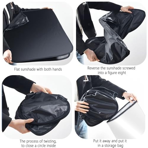 Image of Car Windshield Sun Shade Compatible with Te /SLA 2017-2026 Model 3 /Y,Oxford Cloth Sun Shade for Car Windshield with Foldable Design,Windshields Cover Suns Shades with Storage Bag