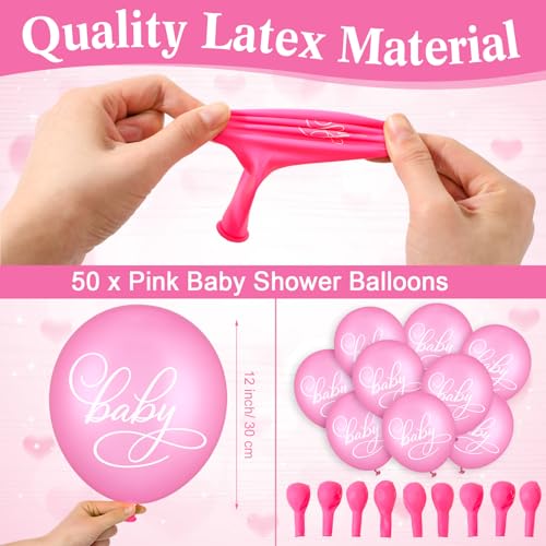 Image of Roowest 51 Pcs Tie Your Shoe Baby Shower Game Sign Wooden Sign Greenery Gift Sets Gender Reveal Party Favors 50 Balloons Latex Balloons for Game Wedding Supplies(Pink,Wildflowers)