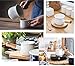 YumCute Home Enamel Milk Pot, Small Saucepan Milk Pot Butter Warmer 4 Inch 17 Oz Enamel Small Sauce Pan with Wooden Handle, Perfect Size for Heating Smaller Liquid Portions. (White）