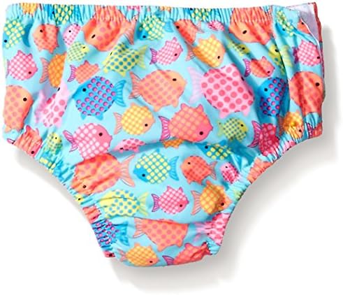 Sea Me Swim Baby Reusable Swim Diaper with Snaps, Blue Fish, 12-18M