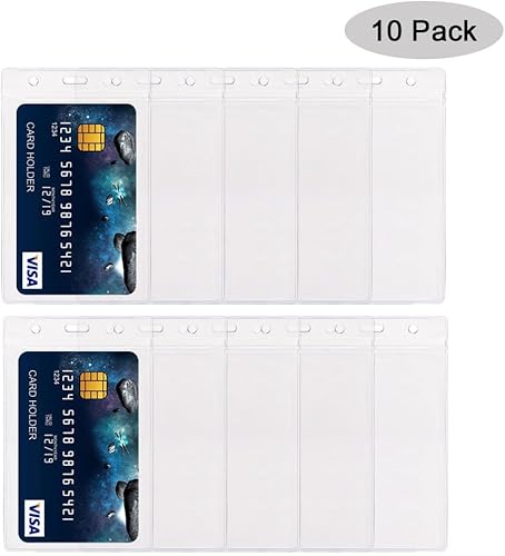 Miniatura 2 de Paquete de 10 portatarjetas de identificación resistentes con cremallera resellable, resistente al agua, soporte para tarjetas de identificación de