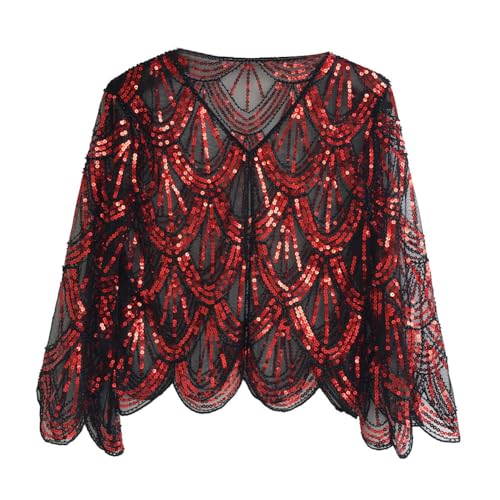 Women's 1920s Shawl Wrap Flapper Shawls Bridal Shawl Vintage Prom Cape Sequin Scarf Wraps for Evening Dresses Party