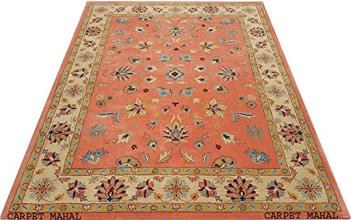 Image of Carpet Mahal Export Quality Handmade Tuffted Pure Woollen Carpet for Living Room Bedroom Size 6 x 6 feet Square (180X180 Cm) Color-Multi