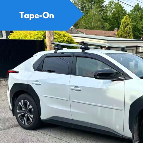 Image of KPY Window Visors Compatible with Nissan Leaf 2010-2017, 4PC Rain Guard Side Vent Deflectors Tape-On Style, 2010 2011 2012 2013 2014 2015 2016 2017