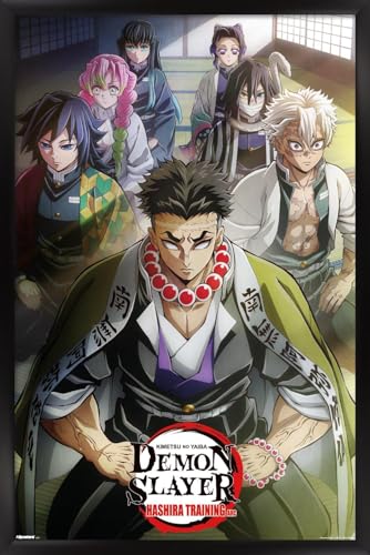 Trends International Demon Slayer: Hashira Training - Key Art 1 Wall Poster, 22.4L x 14.7W, Black Framed Version