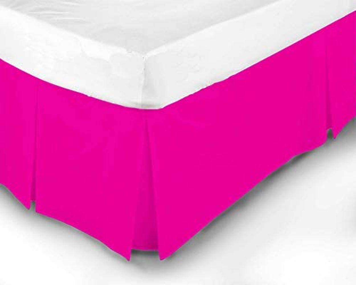LUXURY PLAIN DYED PLEATED POLY COTTON PLATFORM BASE VALANCE SHEETS FUCHSIA (KING)