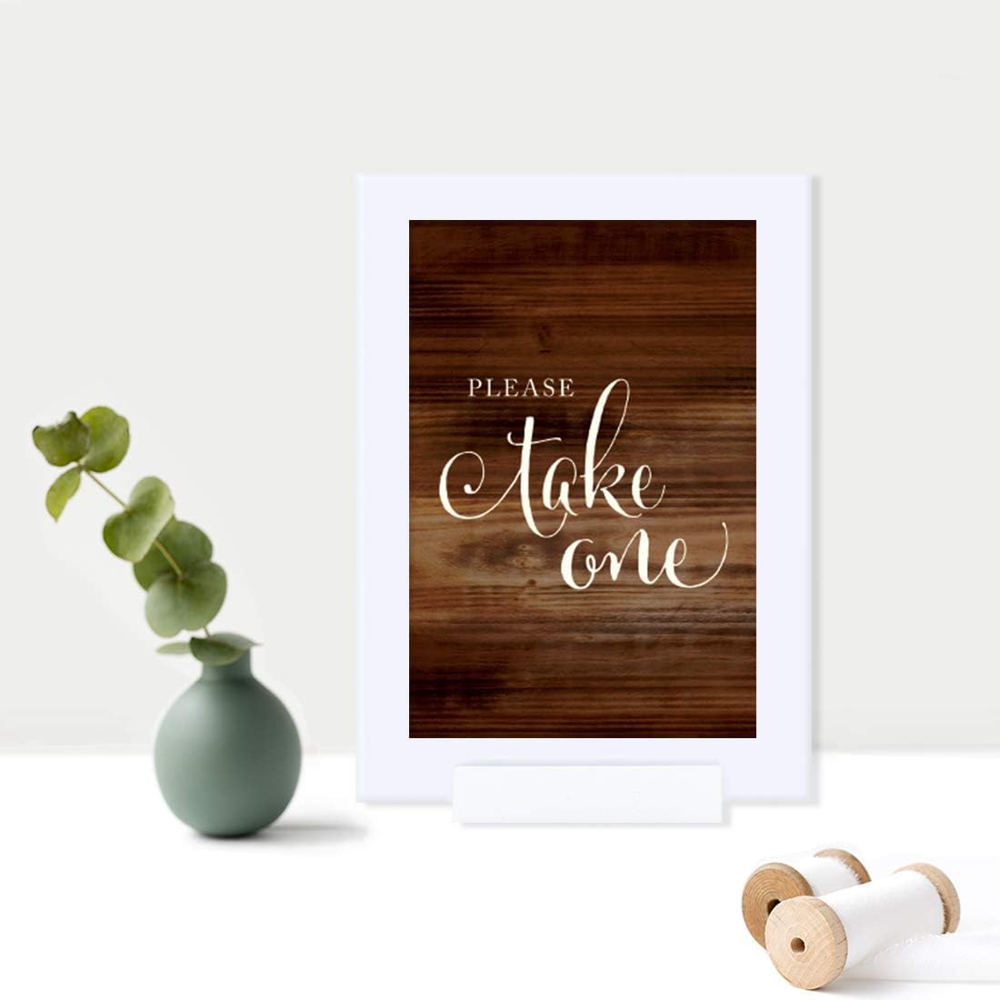 Andaz Press Framed Wedding Party Signs, Rustic Wood Print, 4x6-inch, Please Take One, 1-Pack, Includes Frame
