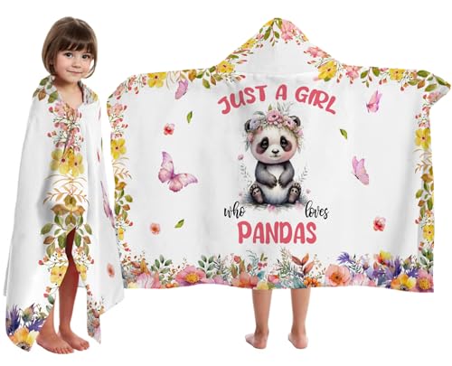 Image of Panda Hooded Bath Towels for Girls,Soft Cotton Swimming Shower Beach Blanket (Panda)