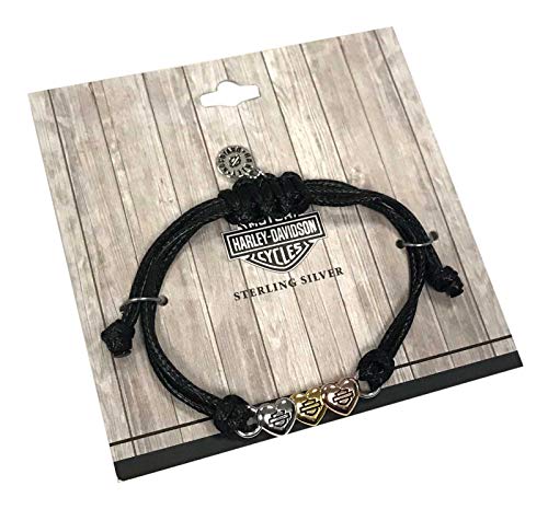 Harley-Davidson Women's Multi-Colored B&S Hearts Wax Cord Bracelet HDB04143