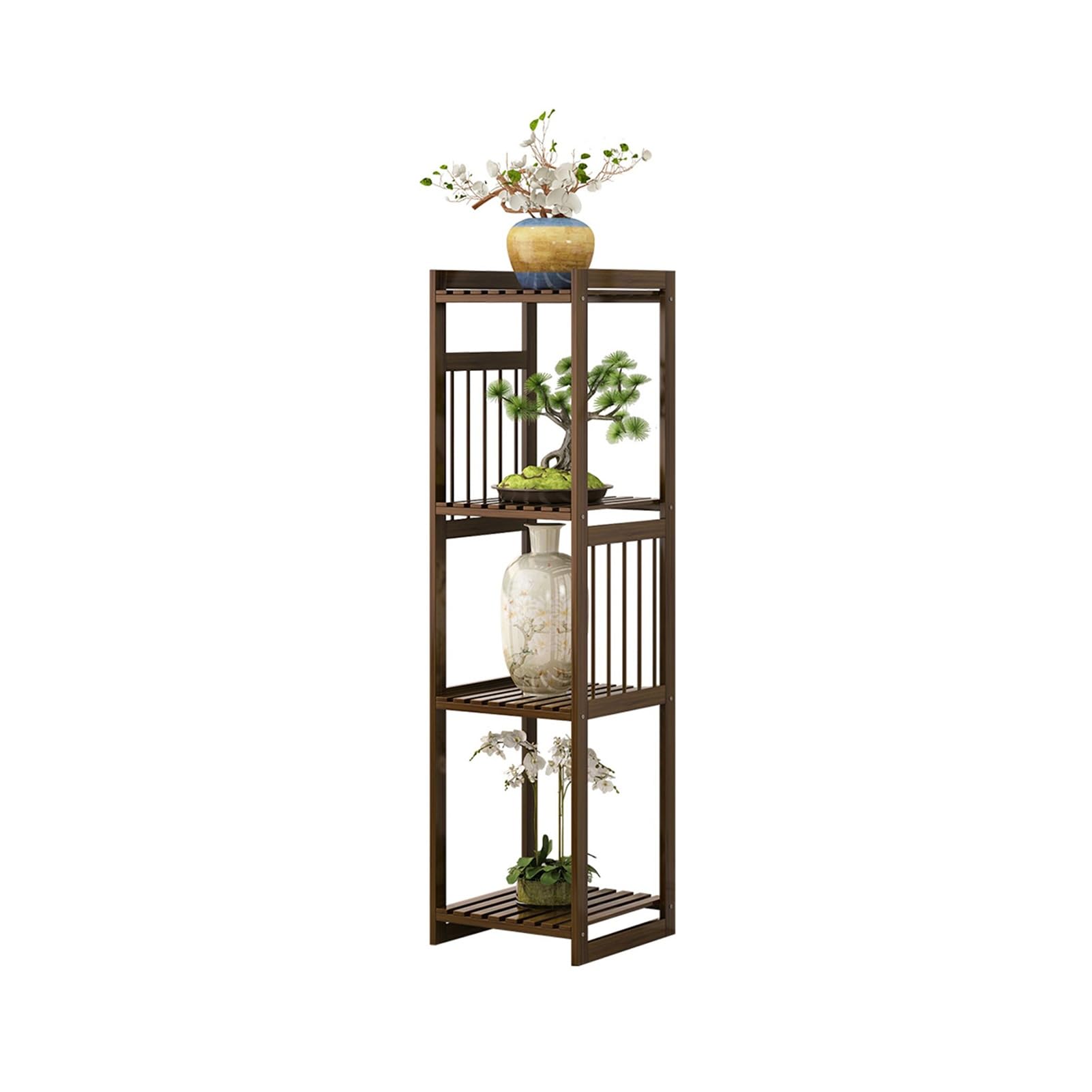 2/3/4-poziomowy Stojak Na Rośliny, Drewniana Donica Zewnątrz, Wysokie Stojaki , Półki Doniczkowe, Pojemność 40 Kg Patio Balkon Ganek Ogród Salon Dom(4-Tier)