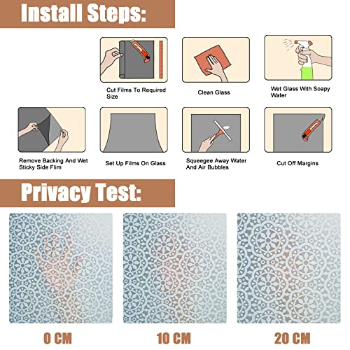 Concus-T Snowflake Window Cling Film Privacy Floral Window Privacy Film Static Cling Film Lace Frosted Privacy Window Film Stained Glass For Offices Home, 17.72"X78.74" #TOP6