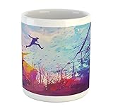 Taza De Café Persona Saltando Desde El Techo Pincel para Pintar Depósito De Chatarra Impresión De Arte Grunge Tazas De Cafe Bonita Taza De Cerámica Únicas Taza para Té Leche 330Ml