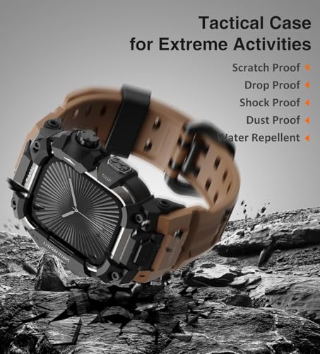 Image of ULTIMAL Rugged Case with Band for Apple Watch 46mm,Compatible with Apple Watch Series 11 /10, Military Grade Shockproof Bumper Cover for iWatch Tactical Band Men (Coffee Brown, 46mm)