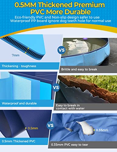 VISTOP Large Hard Plastic Swimming Pool Kiddle Foldable Portable Collapsible Bath Pools for Kids, Toddlers and Adults or Pet Dogs Cooling Summer Play Water Toy Outdoor Backyard (77x16 inch) - Image 3