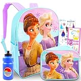 Disney Frozen Anna and Elsa Backpack School Supplies Set for Girls ~ Bundle with 16' Frozen School Bag, Lunch Bag, Plastic Water Bottle, Frozen Stickers, and More.