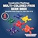 Constructive Playthings Multi-Colored Frog Bean Bags for Tossing, Juggling, Classroom, Weighted Bean Bags for Kids (Set of 6)