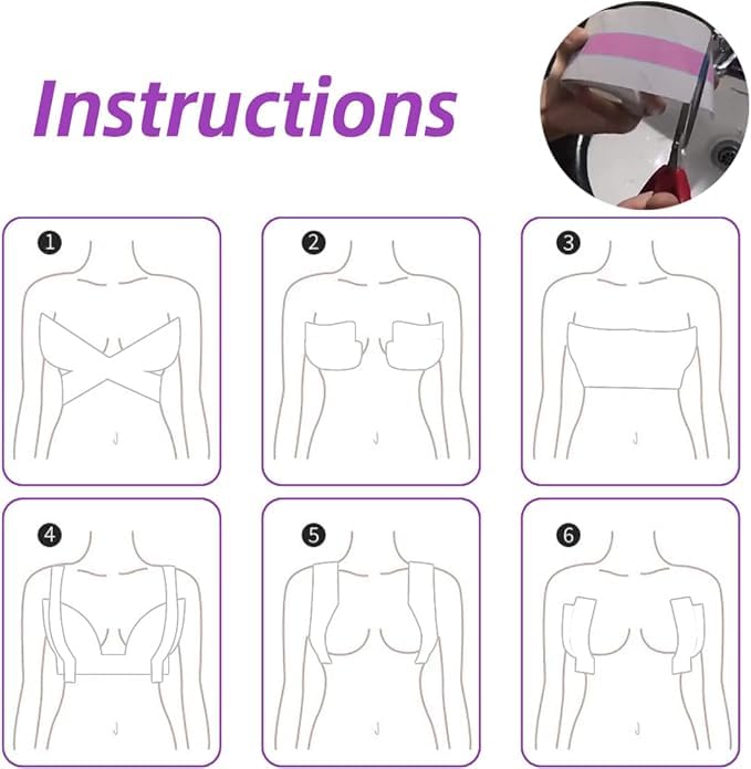 Boob Tape Clear Boobytape for Breast Invisible Lift Body Tape Transparent Self Adhesive Bra Tape Push up Sweatproof