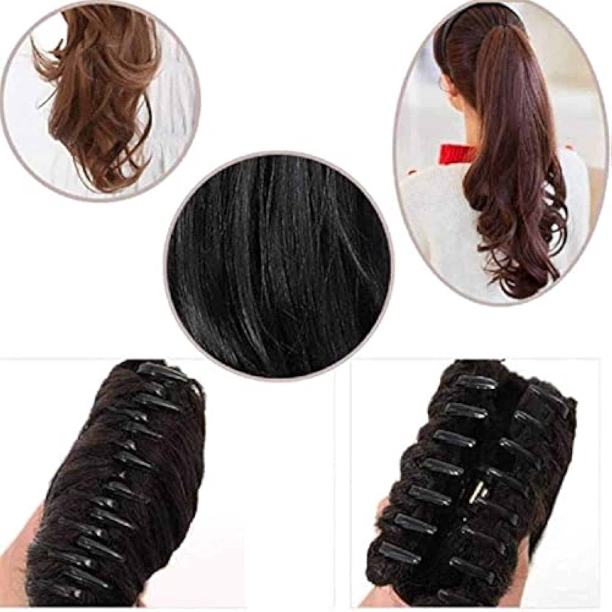 Women's Black Ponytail Hair Extension with Clutcher, Artificial Hair