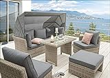 Destiny Lounge Loungegruppe Aruba Sitzgruppe Sofaset Faltdach Polyrattan