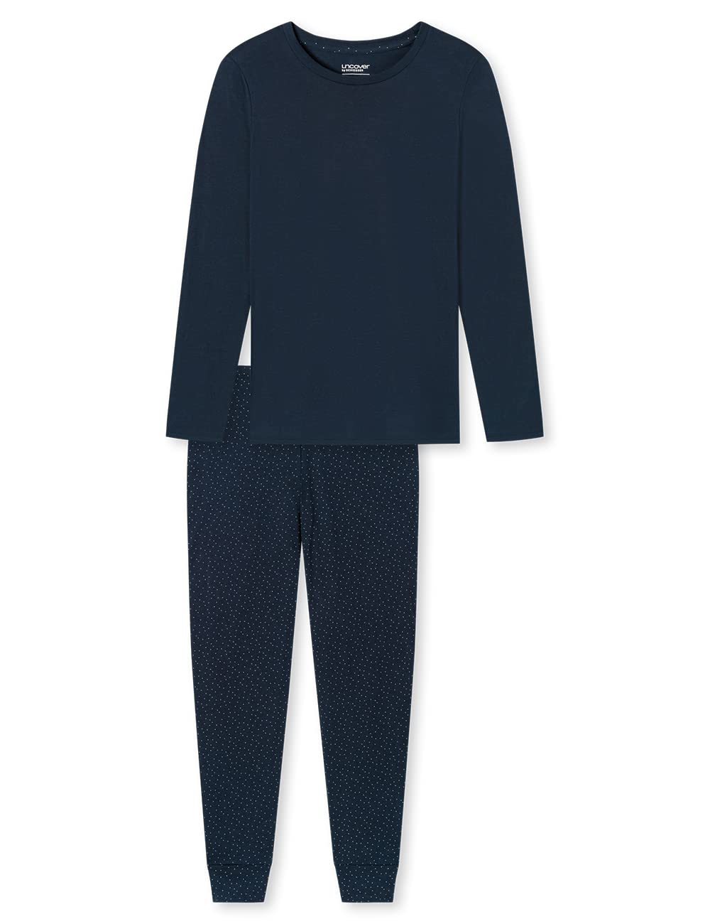 Uncover by Schiesser Damen Schlafanzug Set Shirt langarm mit langer Schlafhose - Nachtwäsche