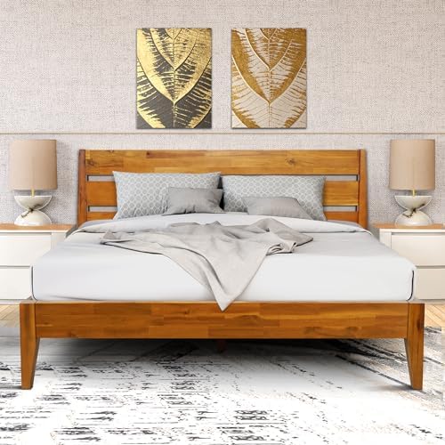 Acacia Emery 14 Inch Wood Platform Bed, Bed Frame with Headboard, King