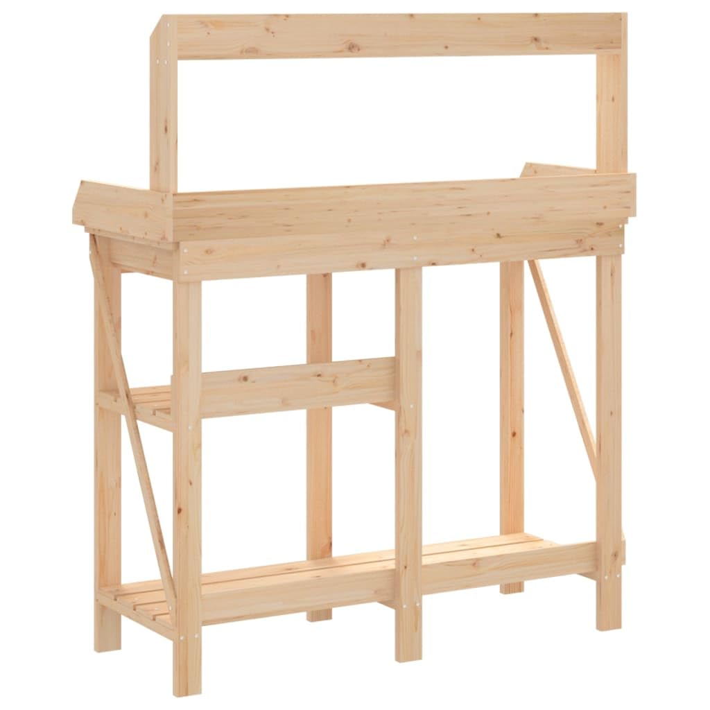 Rantry Tavolo per piante da giardino, tavolo da giardinaggio, in legno massiccio, con ripiani e cassetto, tavolo da lavoro da giardino, piano di lavoro zincato, in legno massello di abete