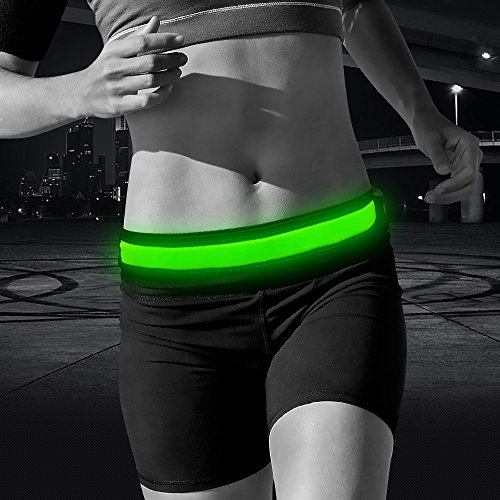 Bseen Running Belt - Waist Belt - LED Running Waist Belt USB Rechargeable