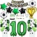 Daimay 29PCS Soccer Birthday Party Decoration Sports Theme Football Party Supplie Champion Trophy Foil Balloon 10th Happy Birthday Banner Green White Black Soccer Balloons Cake Topper for Soccer Fans