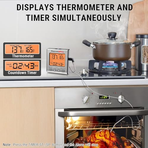 Image of LABART ThermoPro TP-16S Digital Meat Thermometer - Accurate Candy & Food Thermometer for Smoker, Grilling & BBQ with Smart Cooking Timer and Backlight