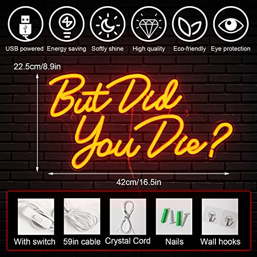 Horseneon But Did You Die Neon Signs for Wall Decor,Red LED Sign,Neon Light Sign for Room Decor,Neon Lights with USB Powered for Bedroom,Office,Gym Room