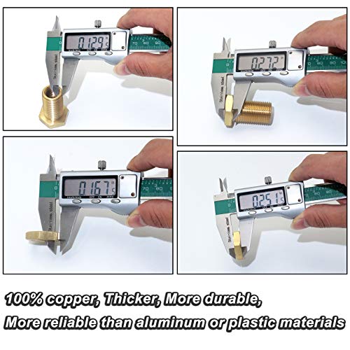 Kootnas 2-Pack Solid Brass Bulkhead Fittings, 1/4 Npt Taper Female 3/4" Straight Male Thread Brass Water Tank Connector With 4 Rubber Rings 4 Silicone Rings, For Tank Body, Wooden Barrels, Etc #TOP4