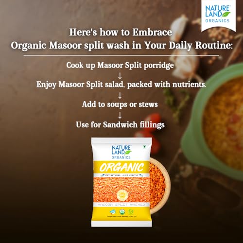 Image of Natureland Organics Masoor Dal /Split Washed Pouch, 1 kg