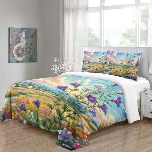Housse de couette microfibre douce et zippée fleurs de ballon 3D - 5