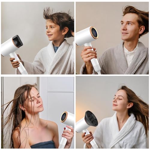 Secador de pelo iónico profesional, secador de pelo de 2400 W con botón frío/calor, 3 ajustes de temperatura, difusor incluido, apto para peluquería profesional/doméstica (Blanco) - imagen 7