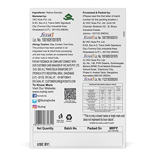 Image of Nutraj Special Walnut Kernels Without Shell 1 Kg (4 X 250g Each)| Akhrot Giri | Delicious & Crunchy Walnut Giri | High in anti oxidants| Rich In Omega-3 Fatty Acids