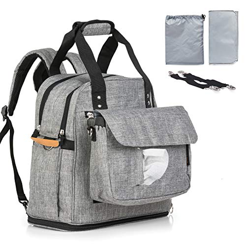 JOJOHUG - Baby Diaper Bag Backpack with Changing Pad and Detachable Front Pouch