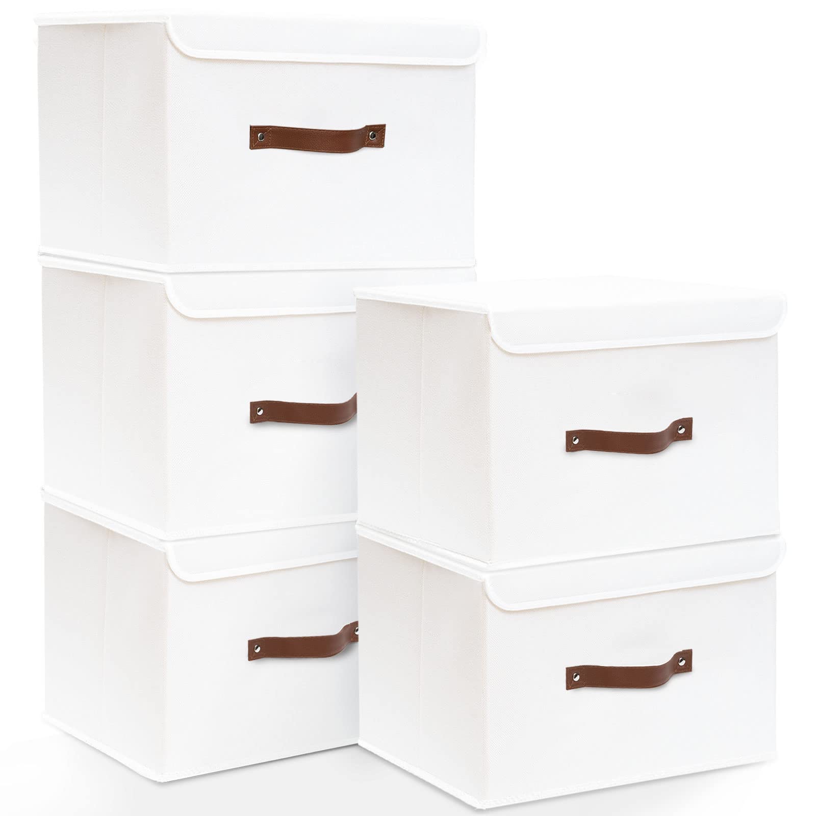 Organizador De Armario Yawinhe - 4 Cajones Apilables Plegables De Plástico Blanco, 33x43x18.5 Cm